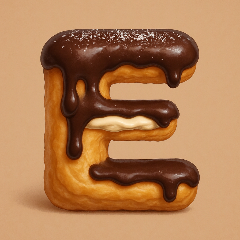 Delicious 3D Dessert Letter E Art for Bakery Lovers Monogram