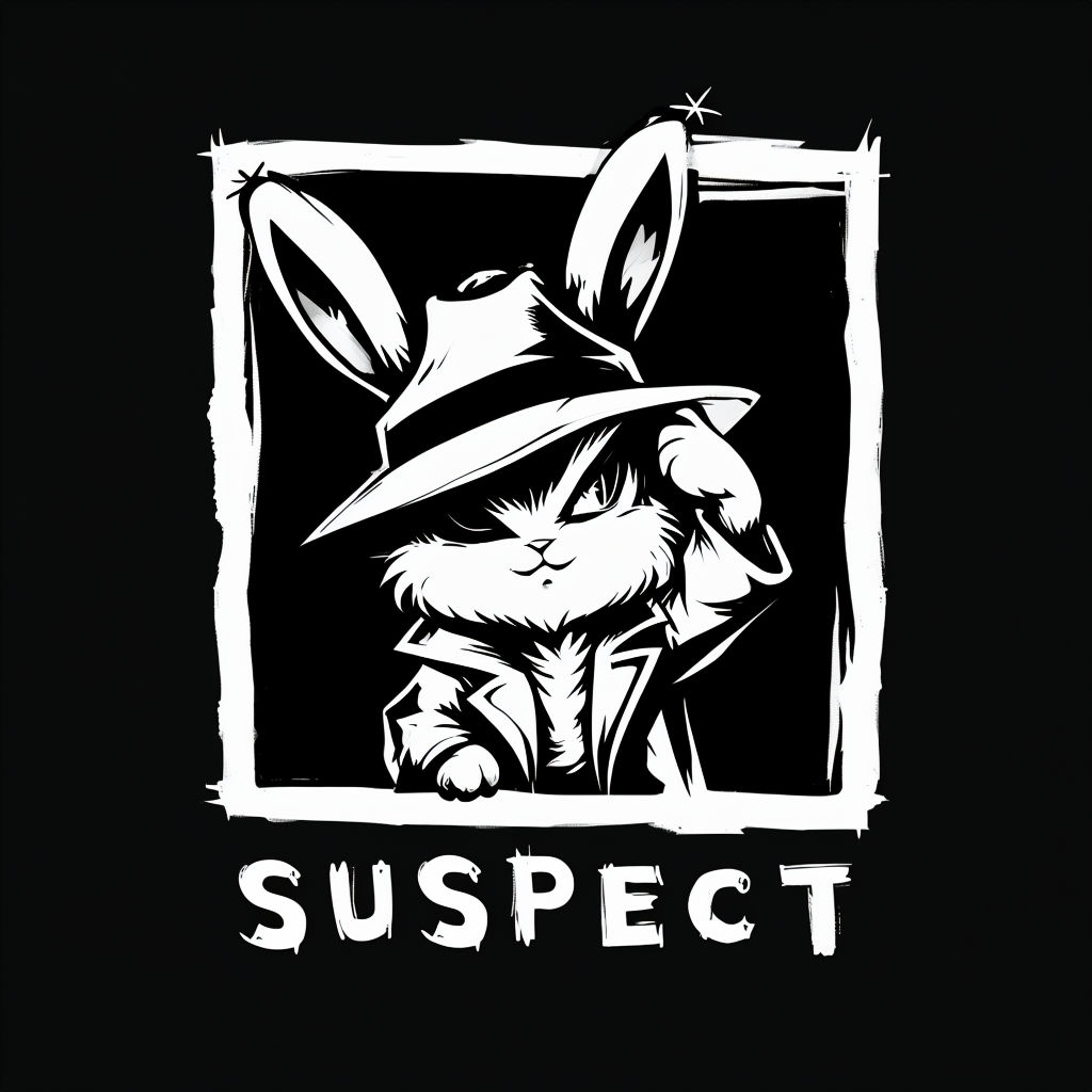 Bunny Noir Detective Illustration with Vintage Noir Style T-Shirt