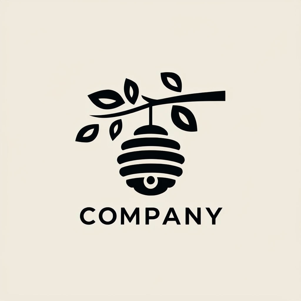 Minimalist Beehive Logo Design with Chic Serenity Background Logo