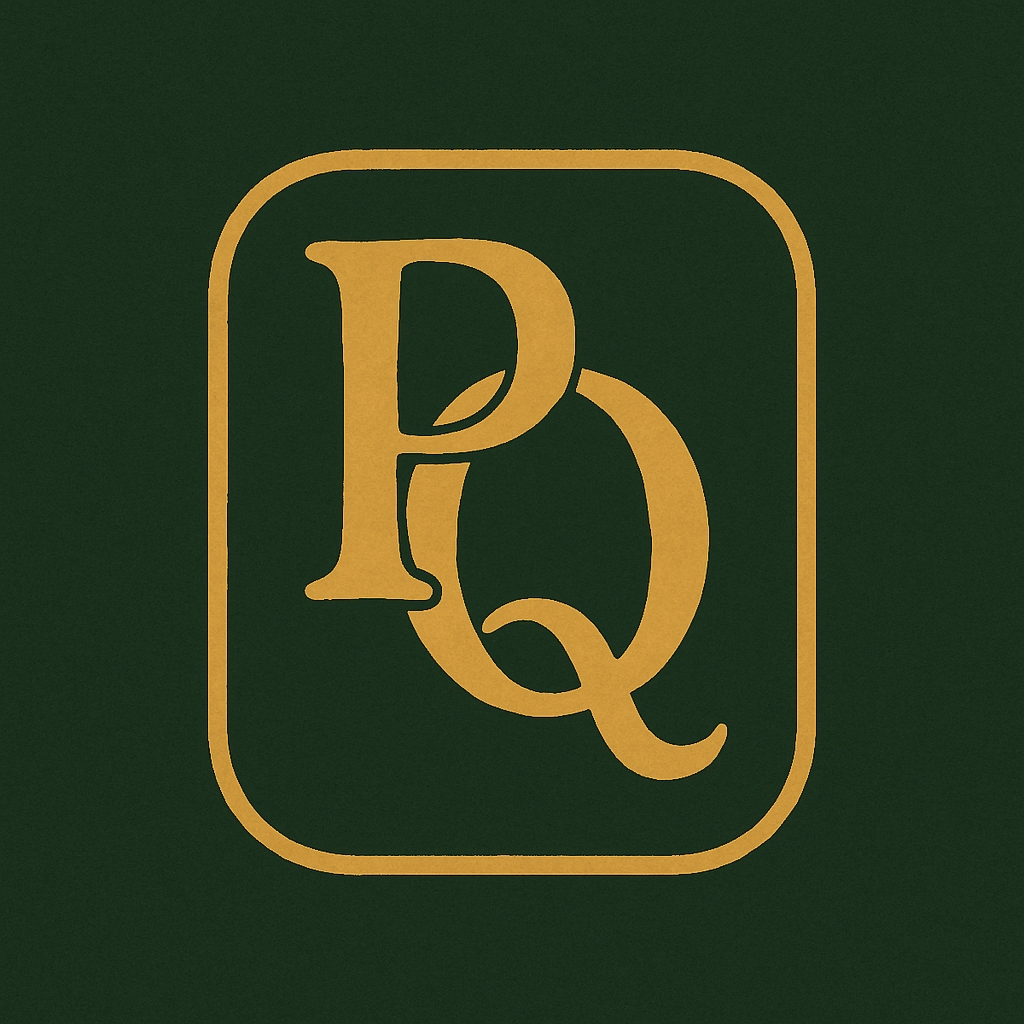 Elegant Interlinked P and Q Logo Design in Amber Yellow