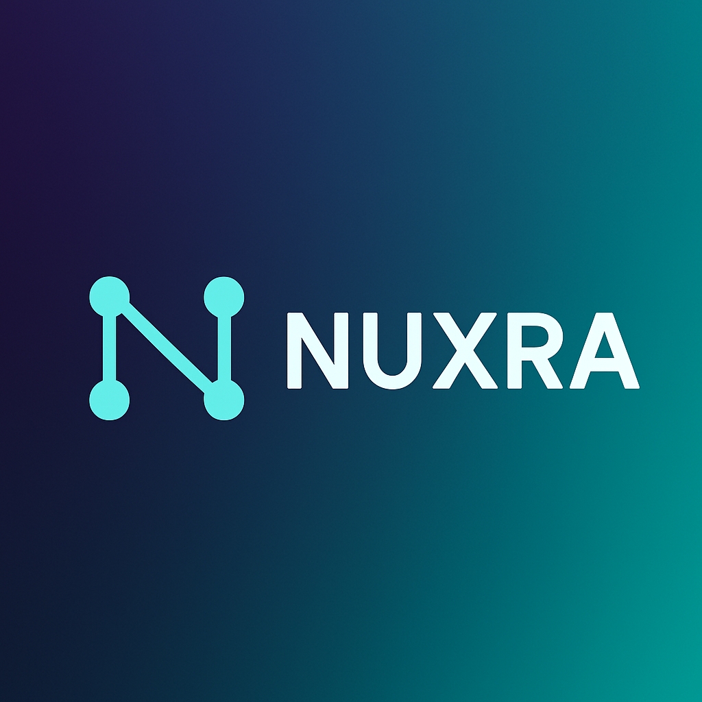 Modern NUXRA Logo with Geometric Design and Gradient Background Logo