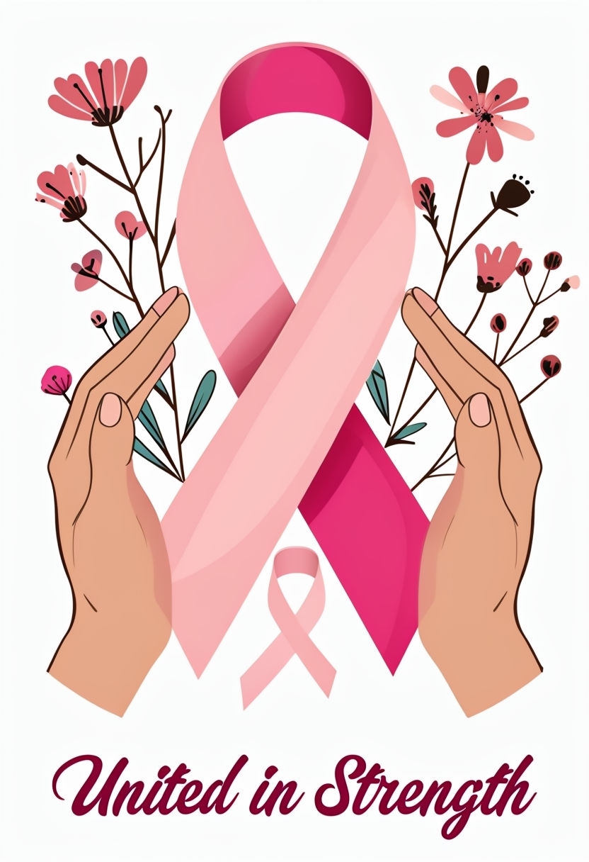 United in Strength Pink Ribbon Awareness Art Poster