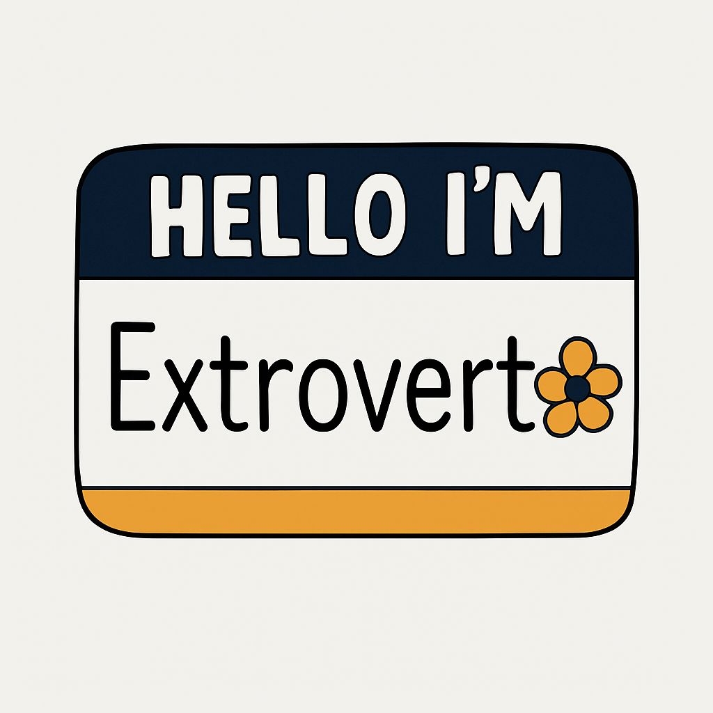 Modern Stylized Hello I'm Extrovert Name Tag Sticker