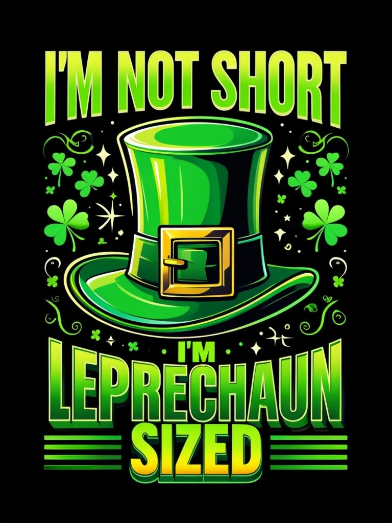 Festive Leprechaun Hat with Shamrocks and Playful Text T-Shirt