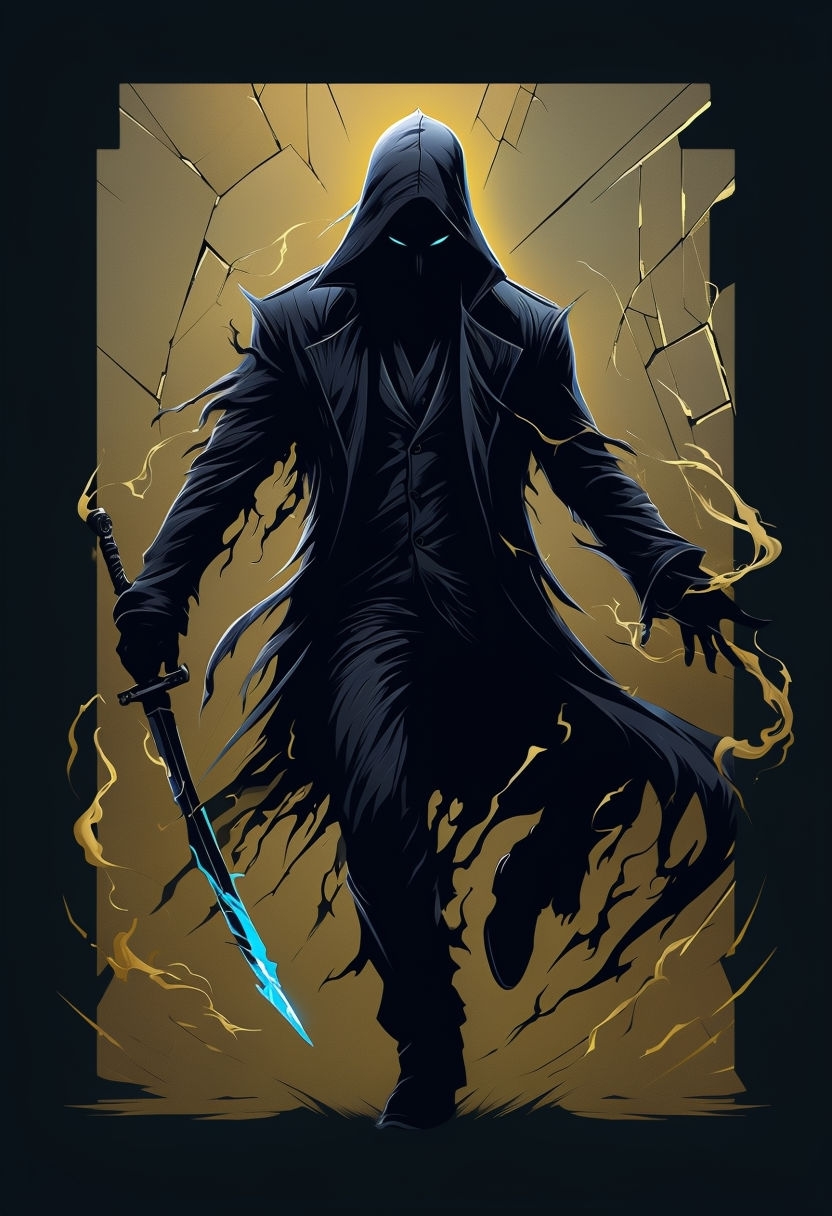 Ominous Shadowy Figure with Glowing Dagger T-Shirt