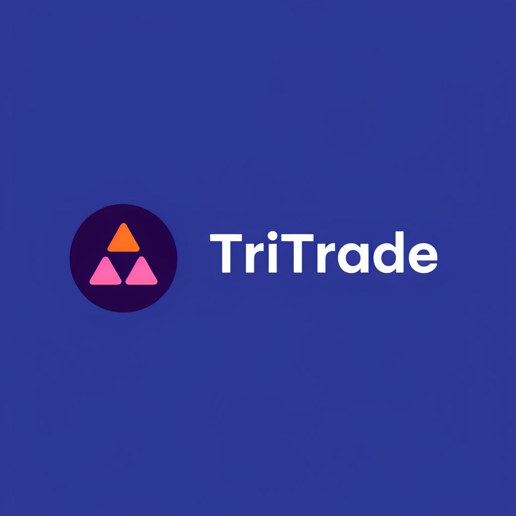 Modern CoinApex TriTrade Logo on Deep Blue Background Logo