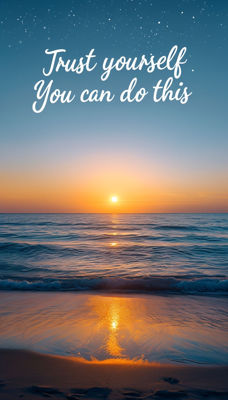 Serene Ocean Sunset with Inspirational Quote Mobile Wallpaper