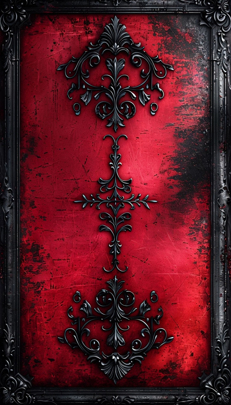 Crimson Gothic Texture with Intricate Black Frame Phone Case Cover