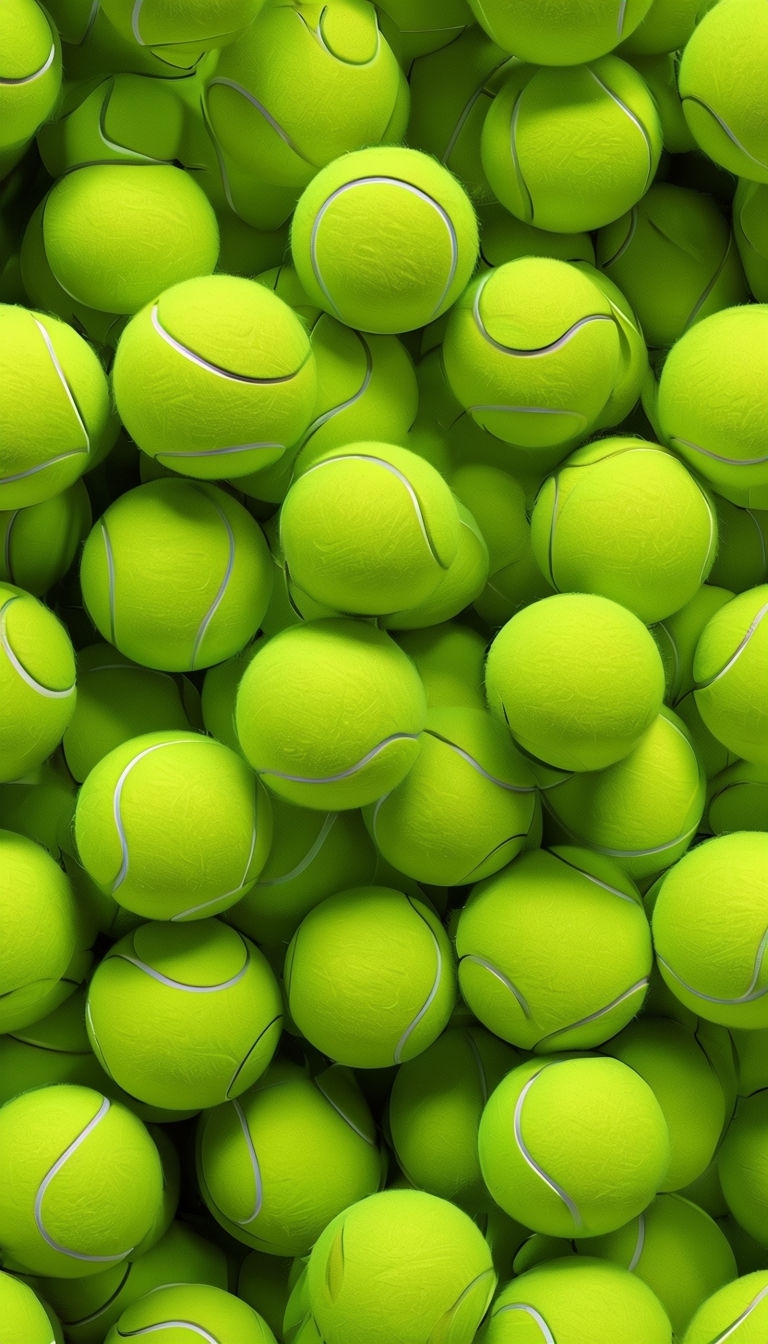 Vibrant Dense Arrangement of Tennis Balls Illustration Mobile Wallpaper