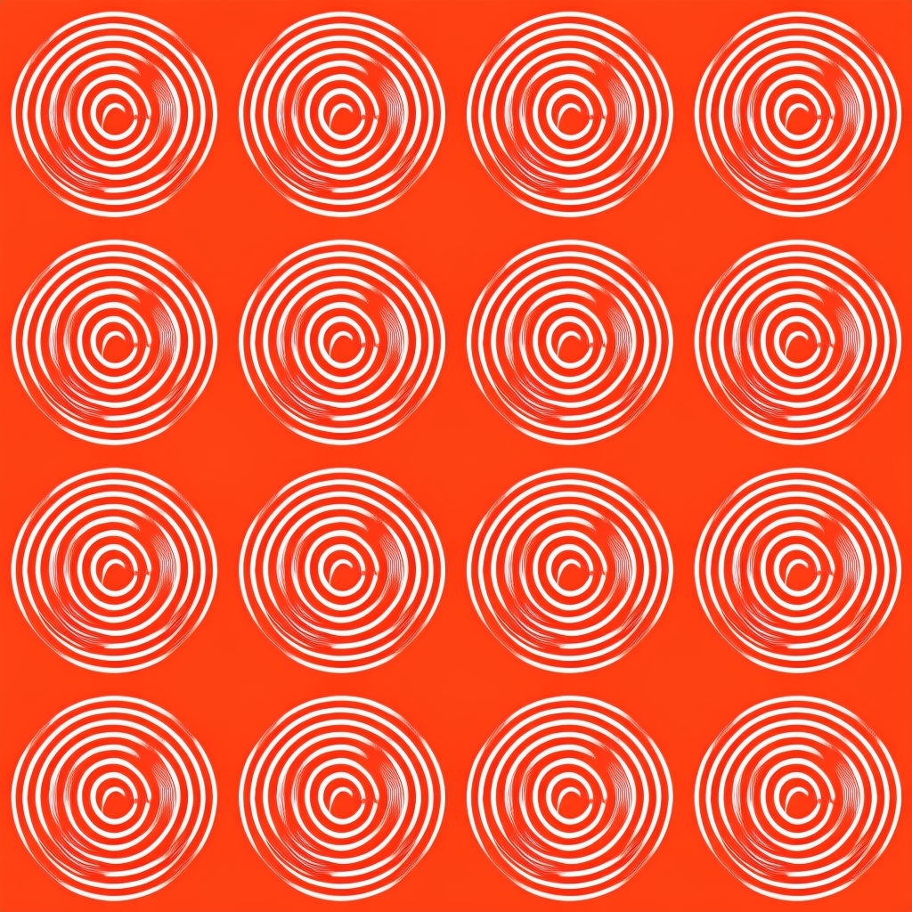 Bright Red Geometric Circles Seamless Pattern Design