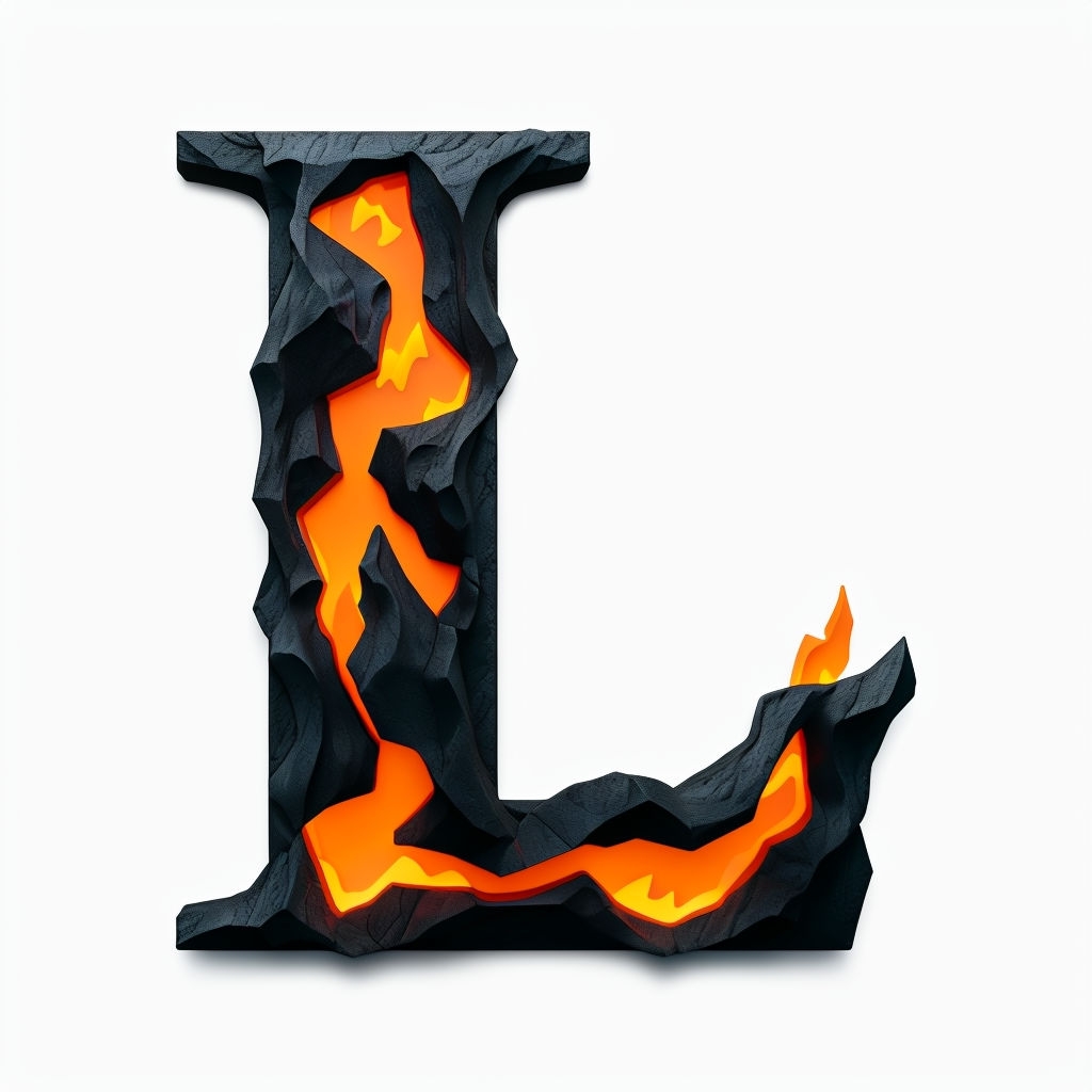 Intricate Lava Rock Letter L Monogram Design on White Background