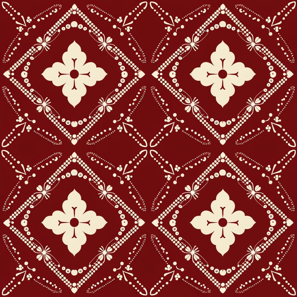 Intricate Red and Beige Symmetrical Decorative Pattern Seamless Pattern