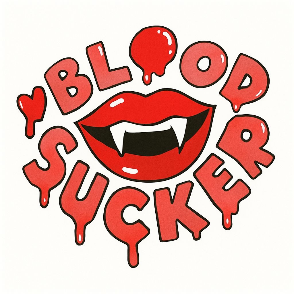 Playful Bloody Vampire Lips with Dripping Text Sticker