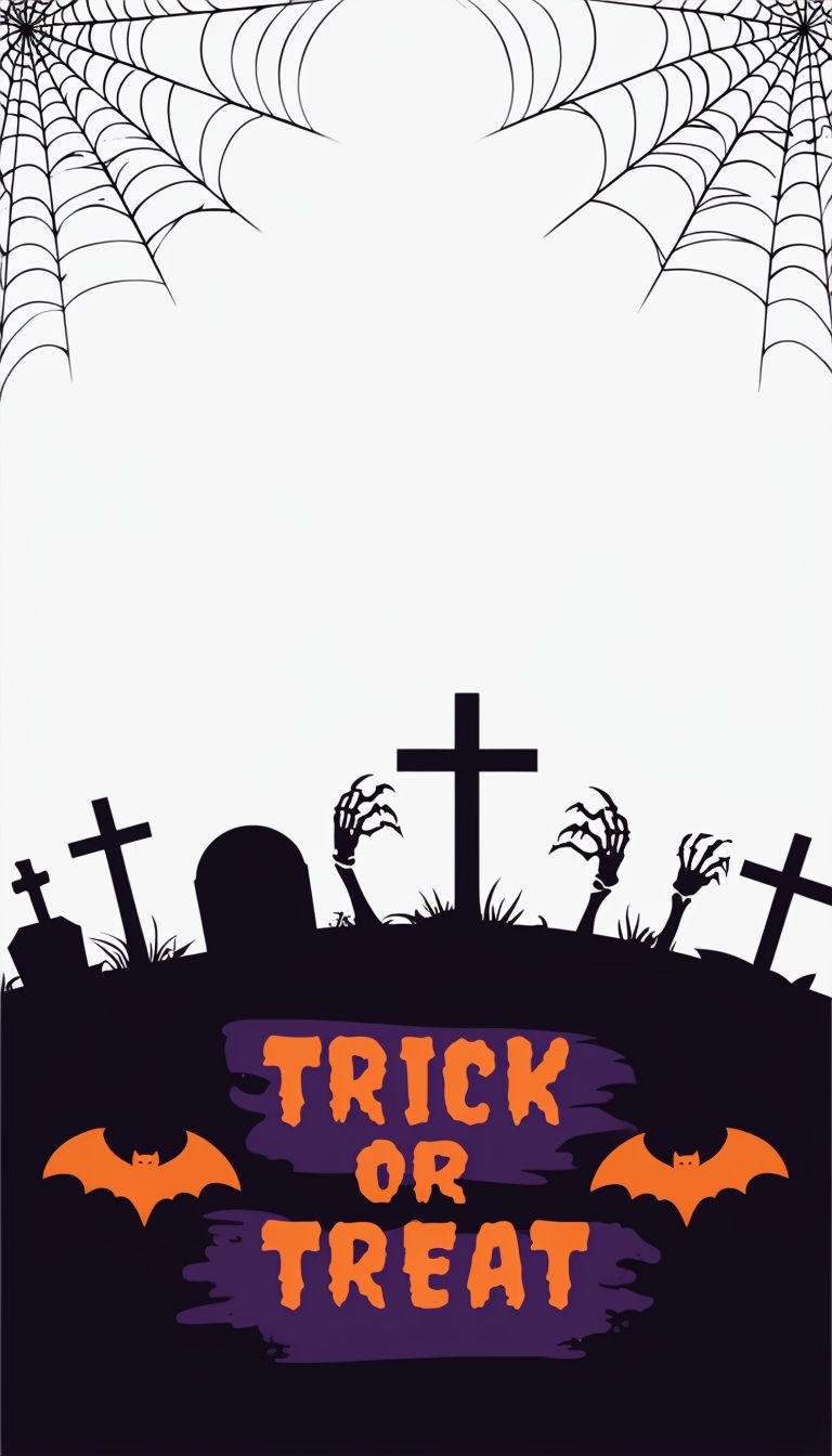 Haunting Halloween Trick or Treat Graveyard Graphic Design Social Media Post