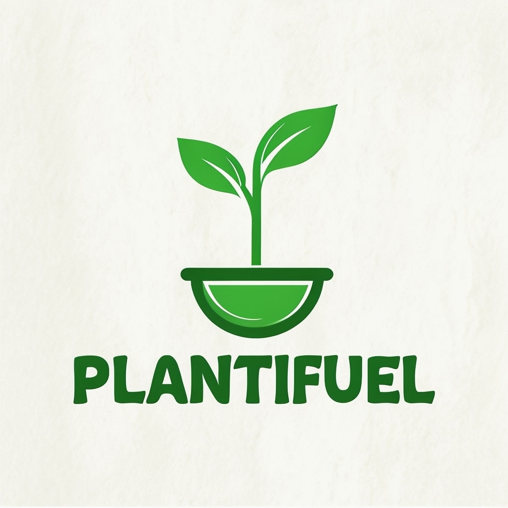 Stylish Minimalist PLANTIFUEL Logo Design with Green Plant Elements Logo