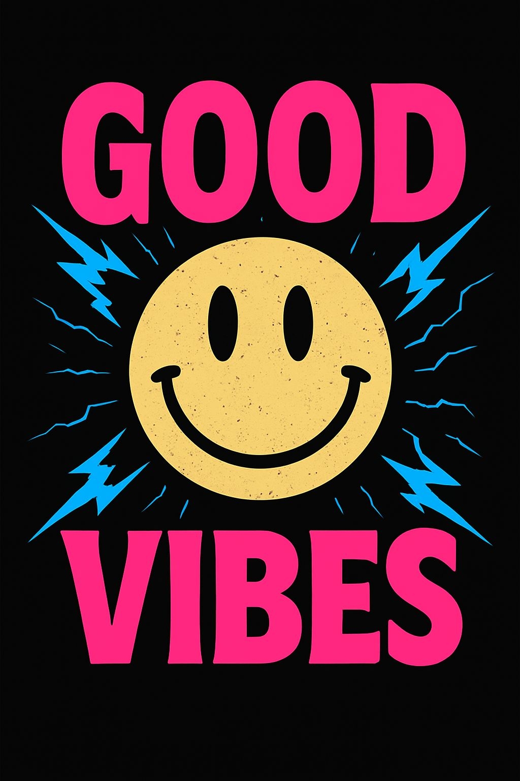 Vibrant Smiley Face Good Vibes Graphic T-Shirt