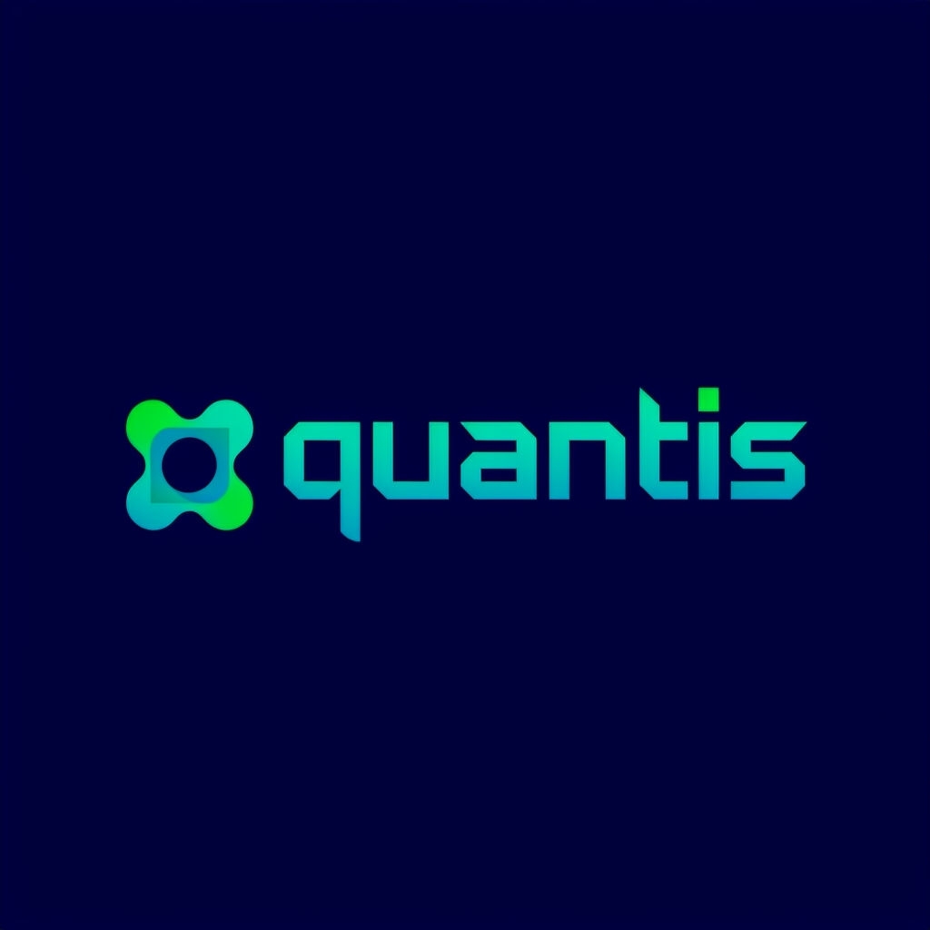 Futuristic Quantis Logo Design with Teal and Cyan Gradient Logo