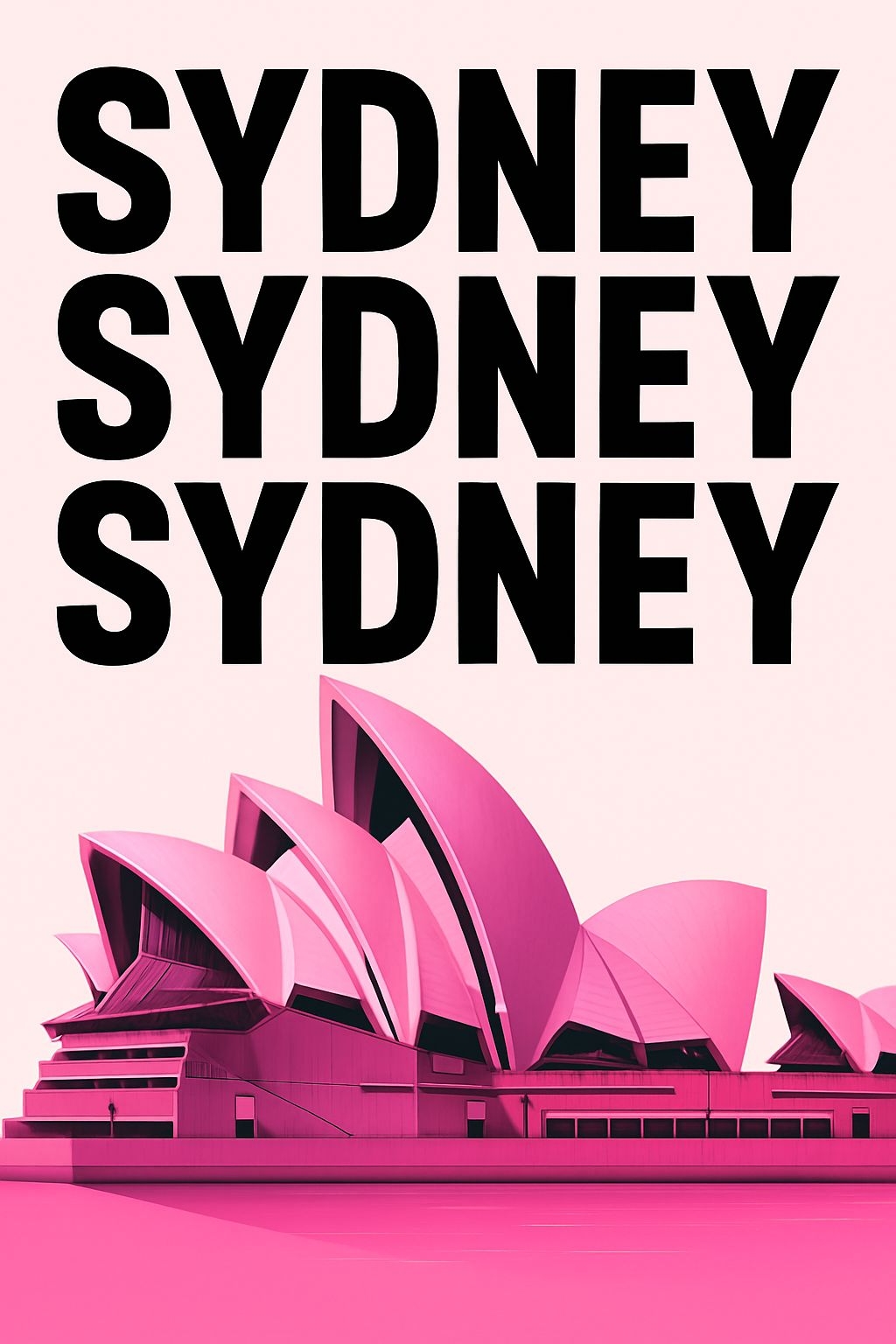 Vibrant Pink Sydney Opera House Modern Graphic Design Poster