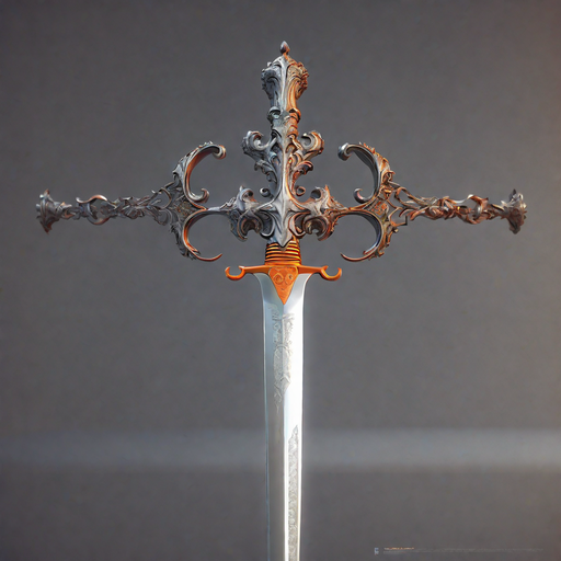 An ornate orange Renaissance-era rapier. by Casey Sherman - Playground