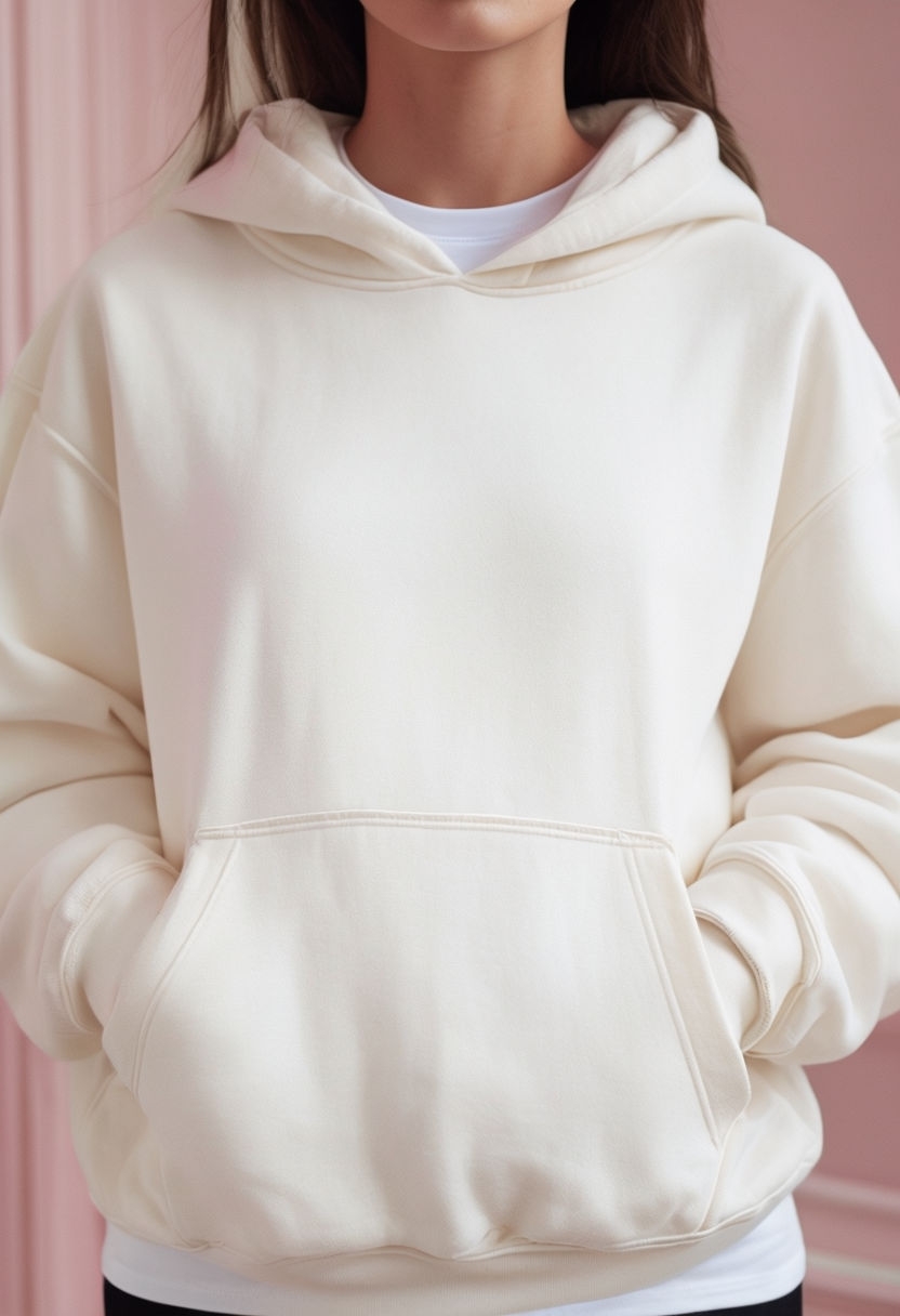 Casual Cream Oversized Hoodie Fashion Photograph Mockup