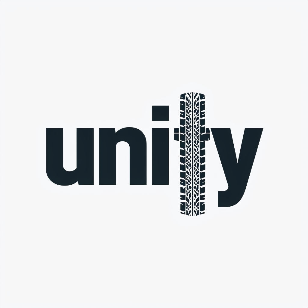 Minimalist Unity Logo with Tire Track Design Element Logo