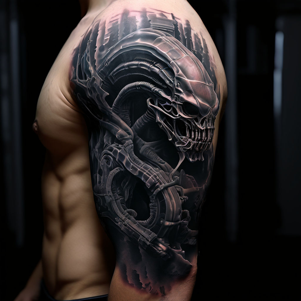 Biomechanics Tattoo For Arm Like Hr Giger Xenomorph Armor By 