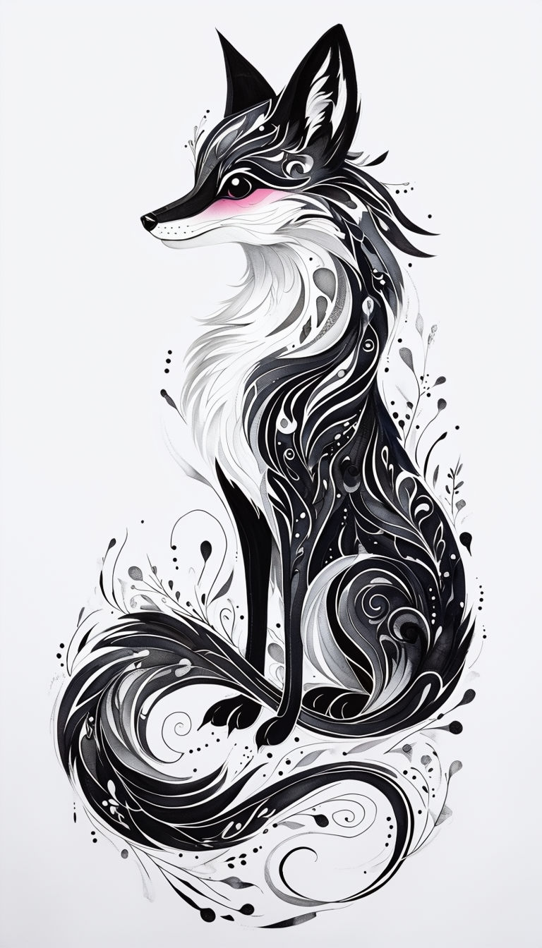 Intricate Stylized Fox Illustration Art