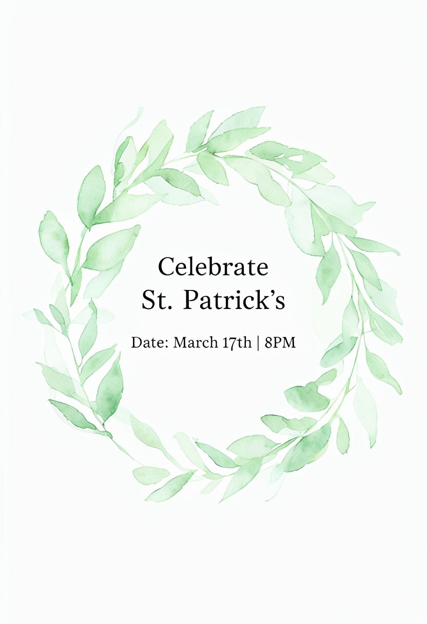 Elegant Watercolor Wreath for Celebrate St. Patrick's Card