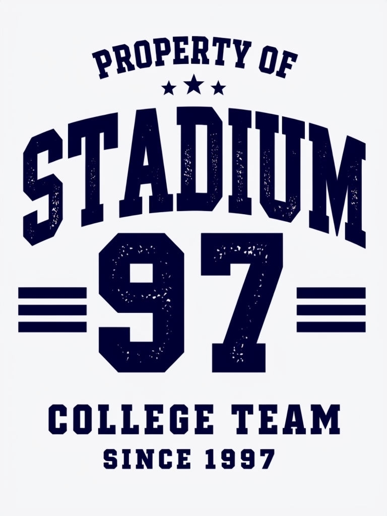 Vintage Navy Blue College Team Stadium T-Shirt