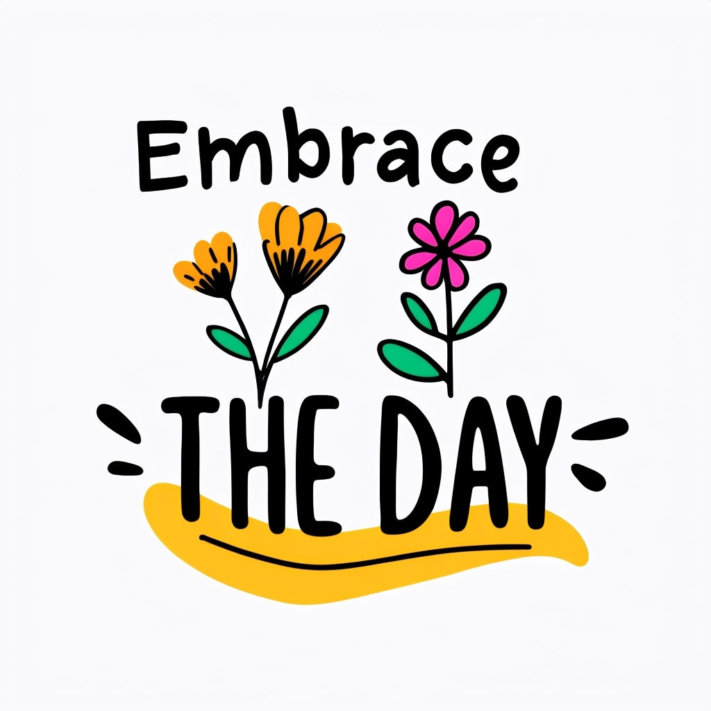Embrace the Day Colorful Floral Graphic Design Mug