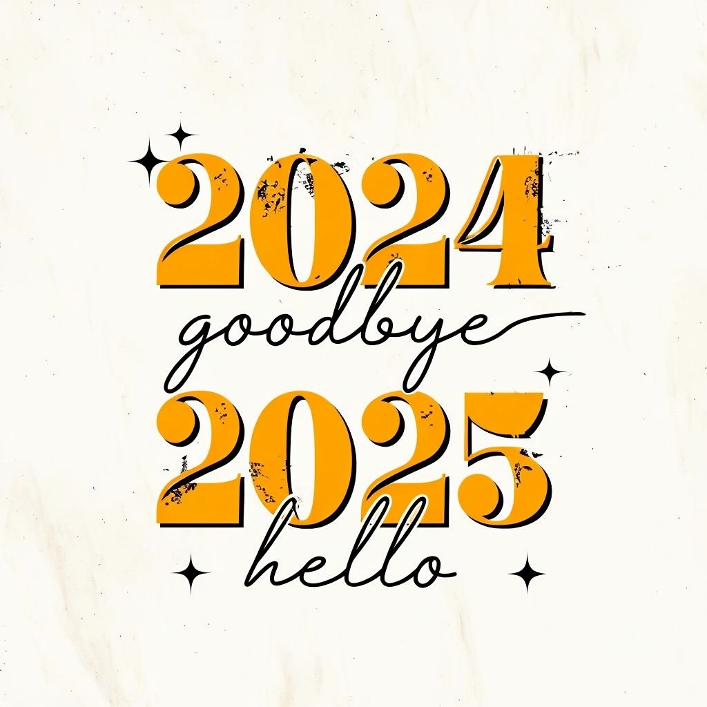 Modern Minimalist Goodbye 2024 Hello 2025 Graphic Design Mug