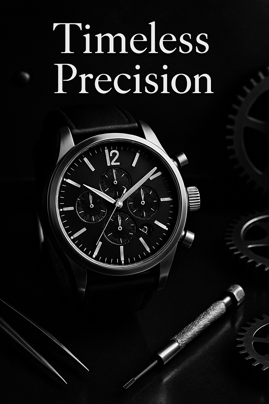 Elegant Black and White Luxury Watch Photography Social Media Post