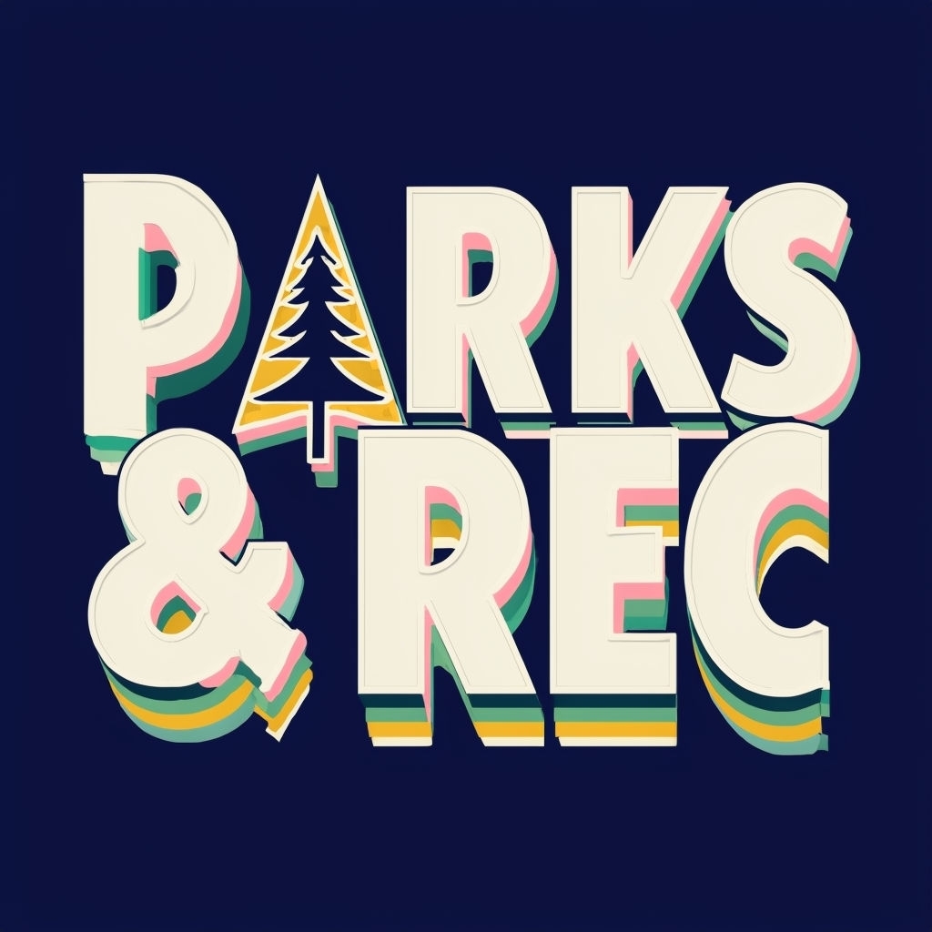 Retro Parks & Rec Typography with Nature-Inspired Design T-shirt