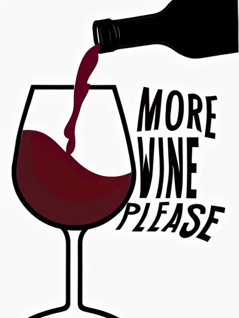 More Wine Please Minimalist Illustration Poster