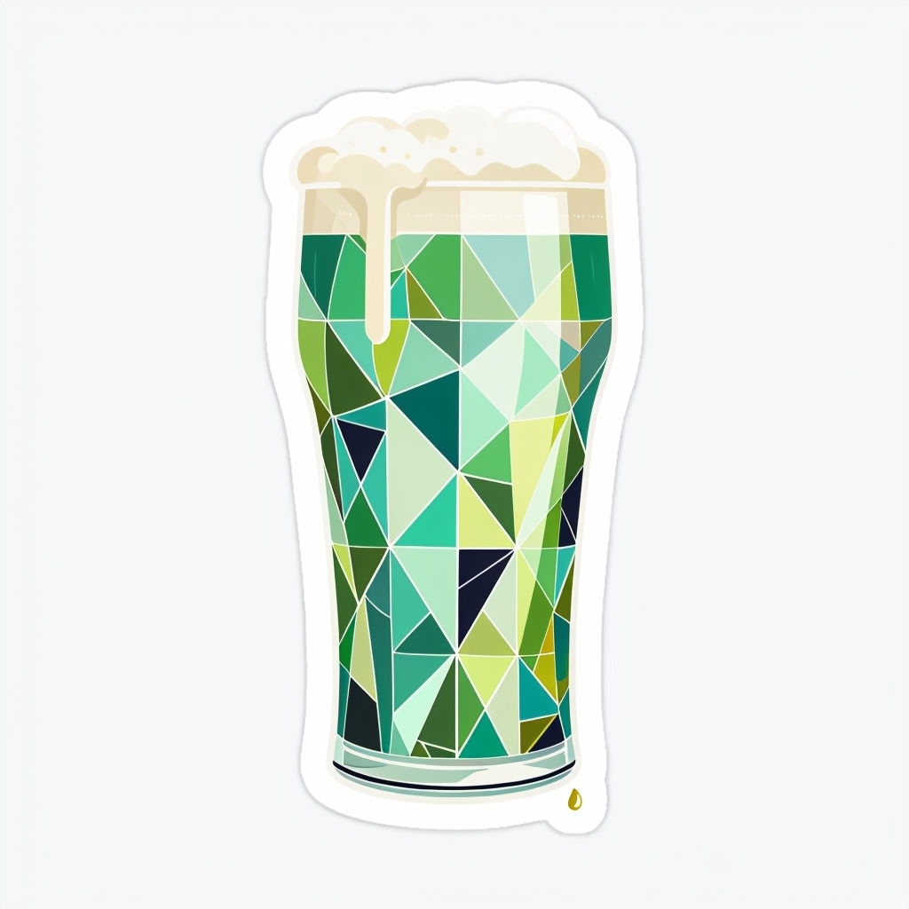 Colorful Geometric Pint Glass with Beer Foam Sticker