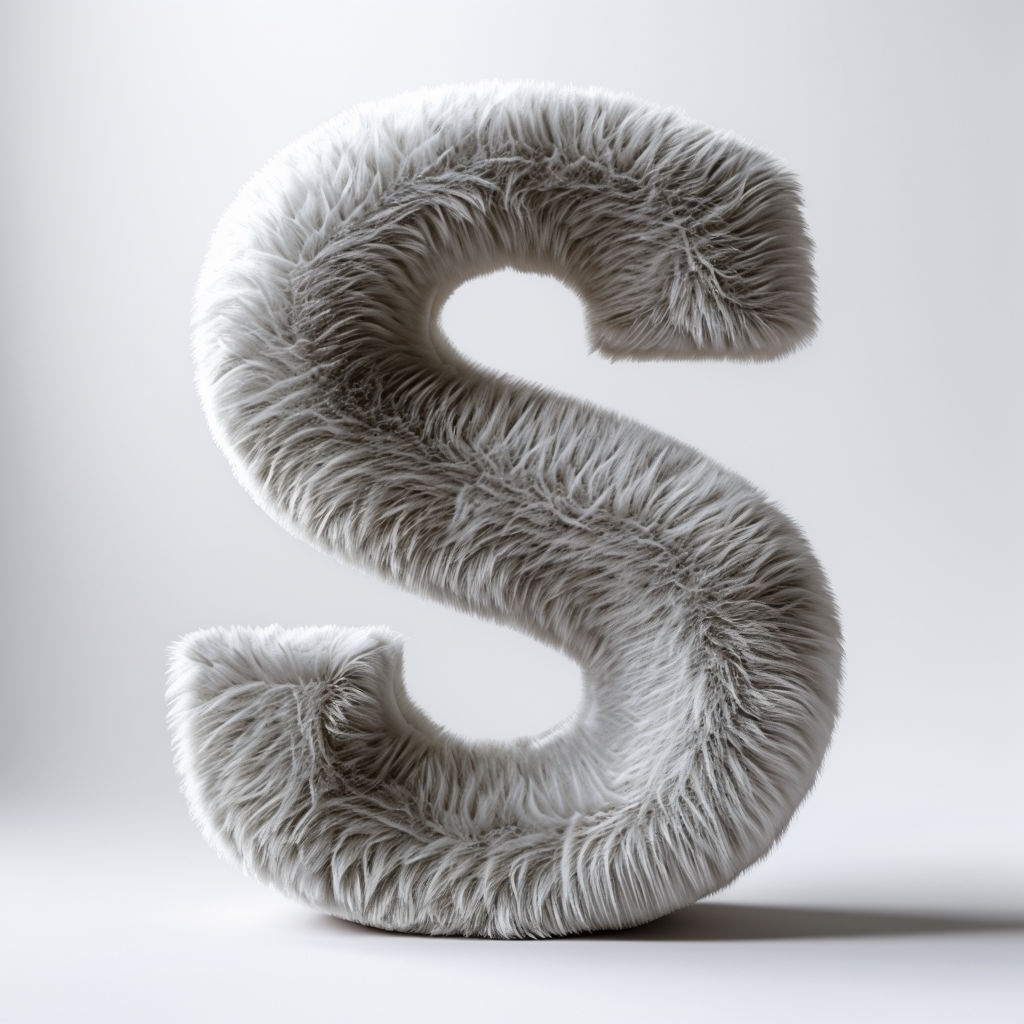 Luxurious Dove Grey Velvet Letter S Monogram Design