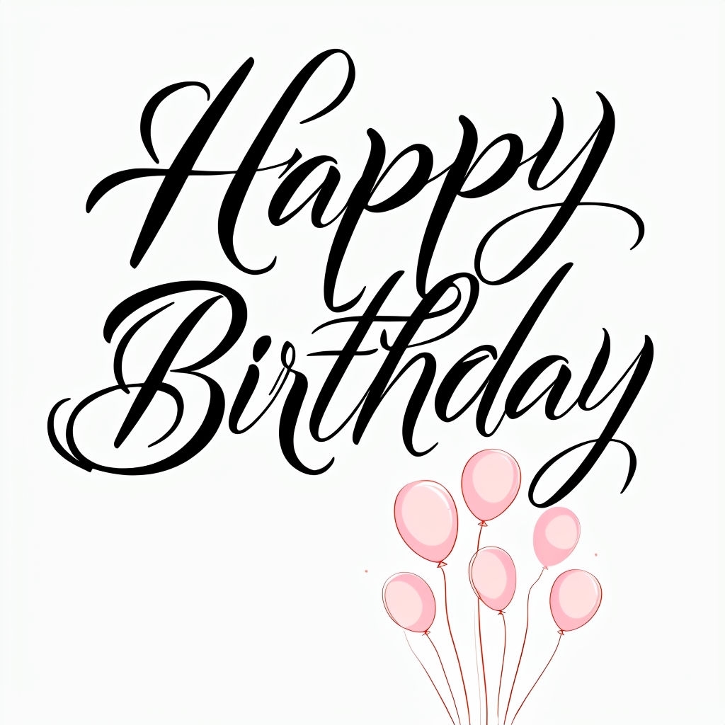 Elegant Happy Birthday Calligraphy with Pastel Balloons Mug