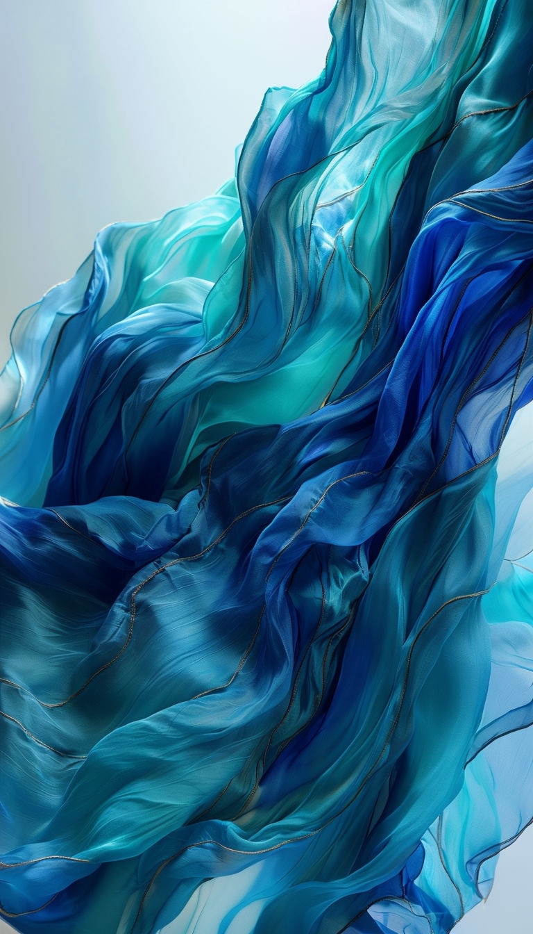Ethereal Blue and Teal Abstract Silk Flow Phone Case Cover