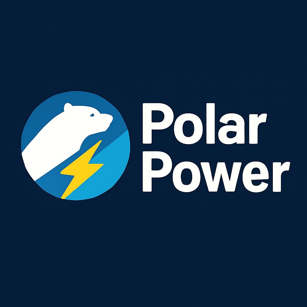 Dynamic Polar Power Logo with Polar Bear and Lightning Bolt