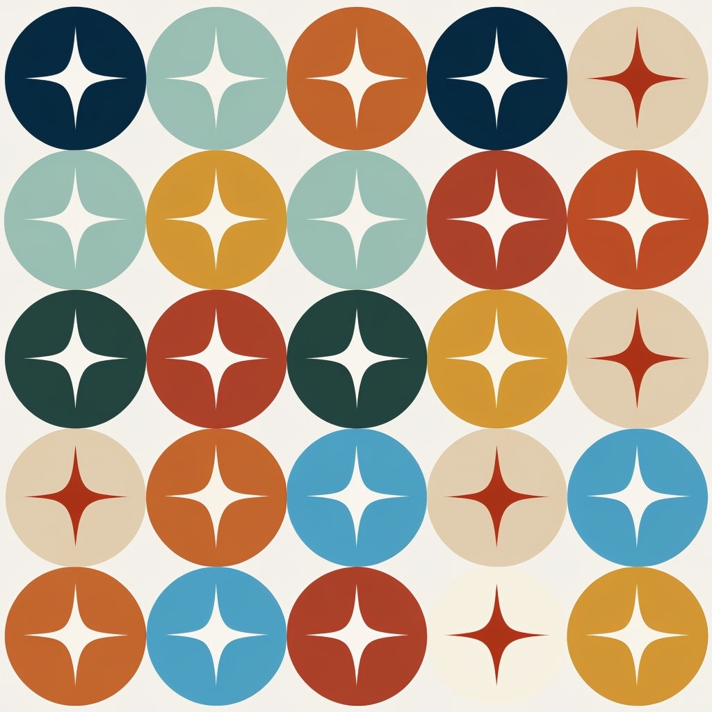 Vibrant Geometric Circle and Star Pattern for Modern Decor Seamless Patterns