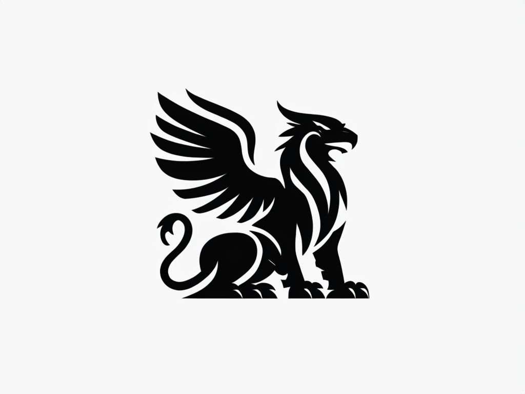 Minimalist Black Griffin Silhouette Logo