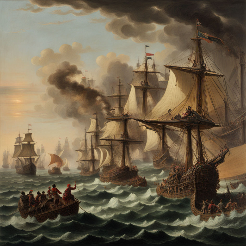 A chaotic naval battle scene by Yash Patel Playground