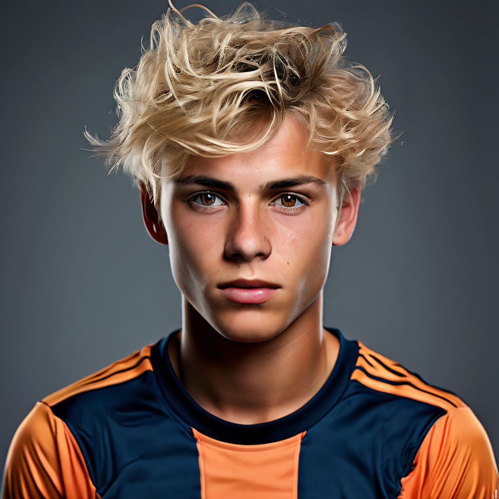 19 year old teenage french soccer player with cool short mes… by Luke