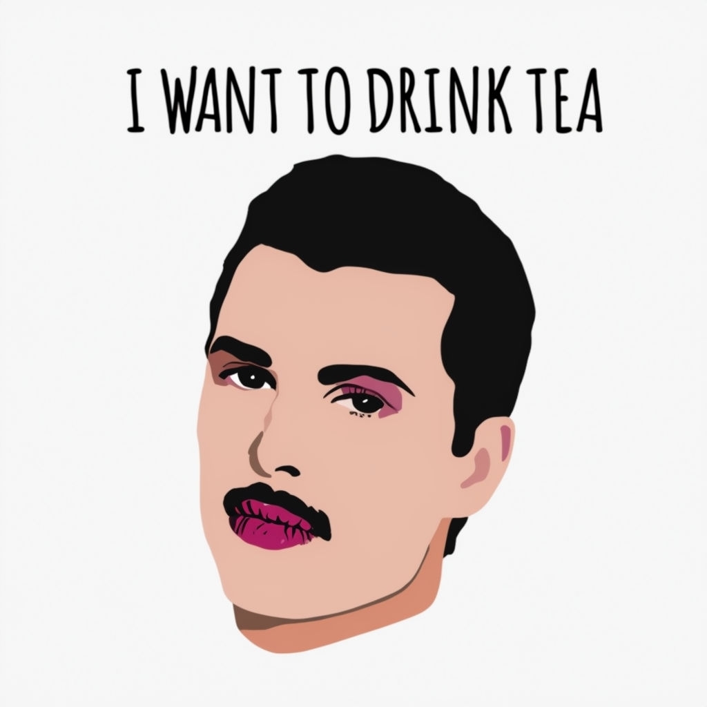 I Want to Drink Tea with Freddie Mercury Illustration Mug