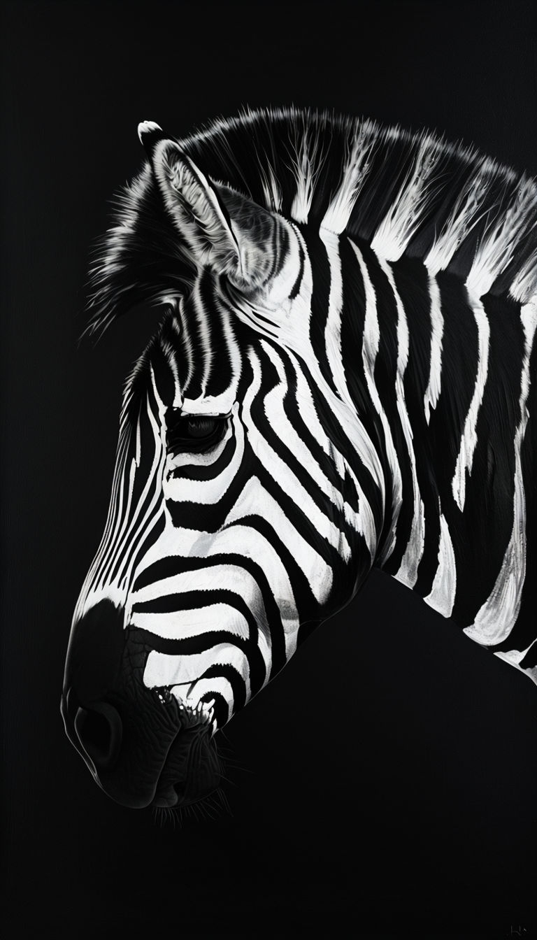 Striking Black and White Zebra Head Painting for Mobile Wallpaper