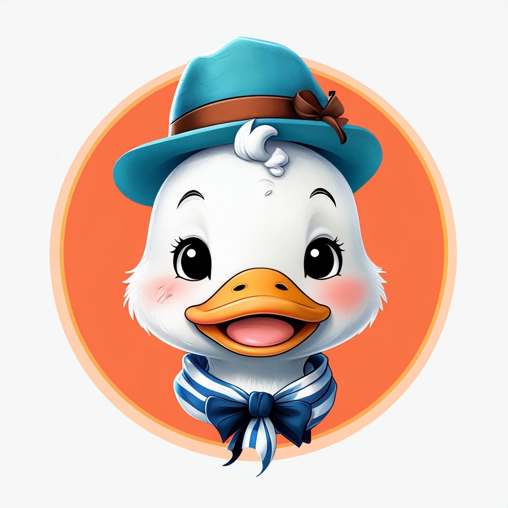 Cute Cartoon Duck Character Illustration for Mug