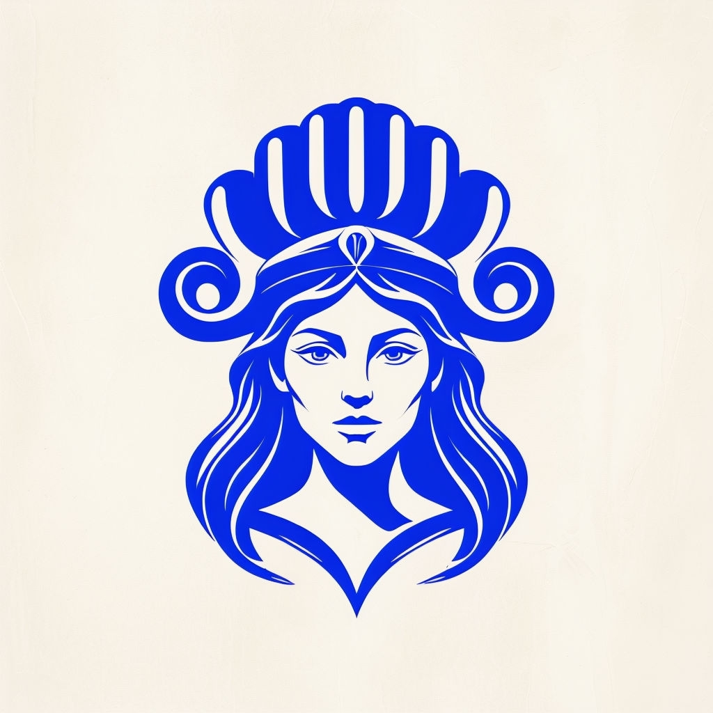 Elegant Royal Blue Female Figure Minimalist Logo