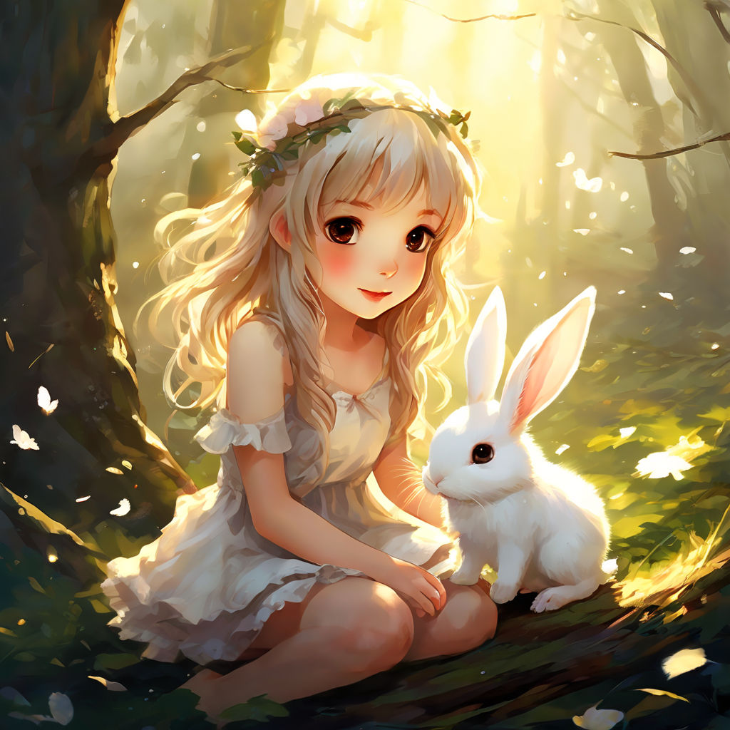 anime little girl with bunny ears