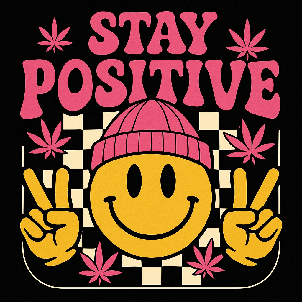 Vibrant Retro Pop Art Stay Positive Smiley Face T-Shirt
