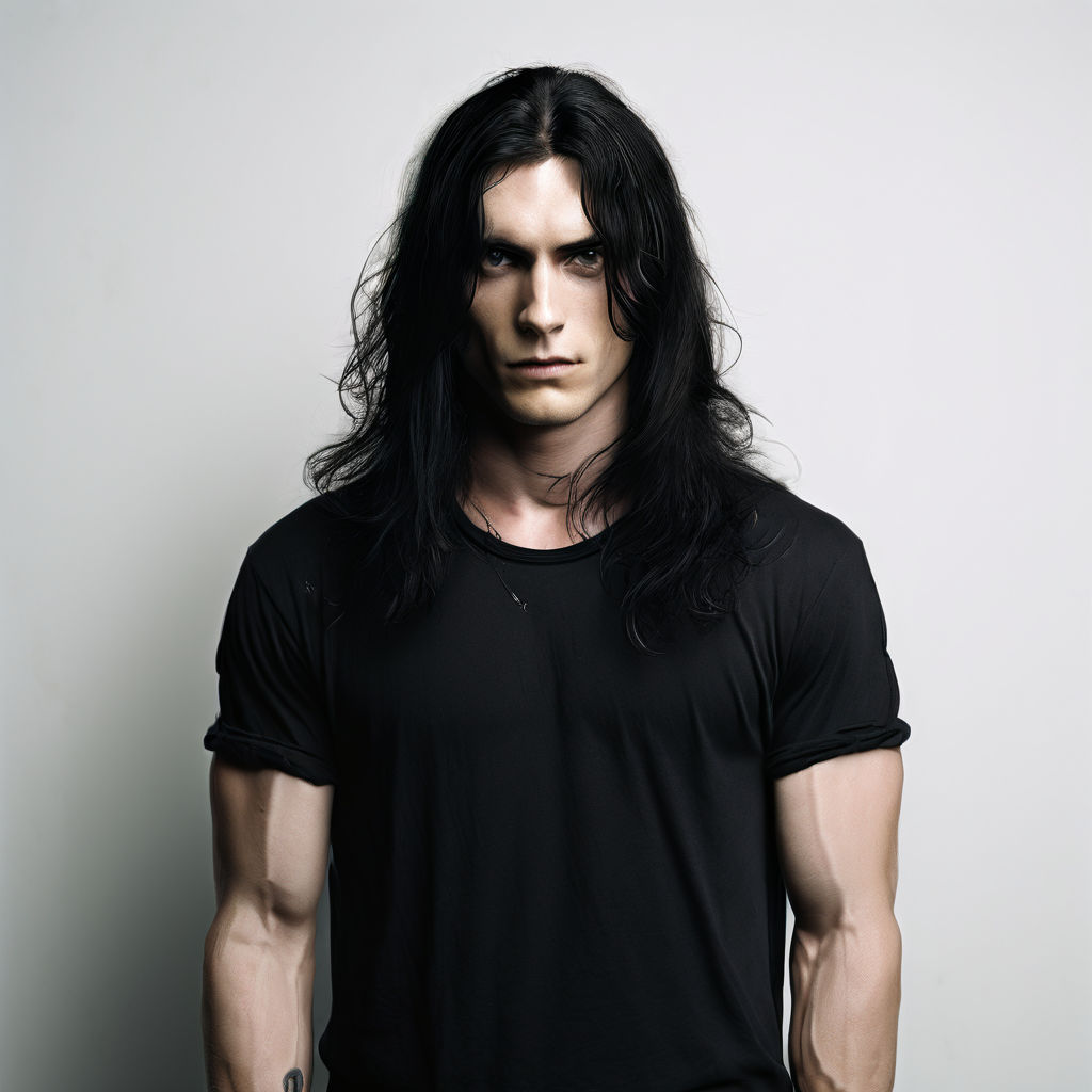 with his long black hair